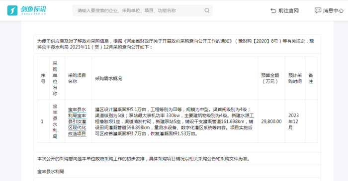 宝丰县水利局宝丰县引汝灌区现代化改造项目